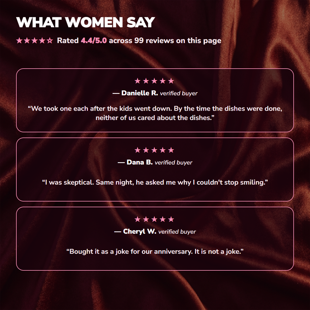 Three five-star customer reviews of Ardent on burgundy satin, with the 4.6 out of 5 average
